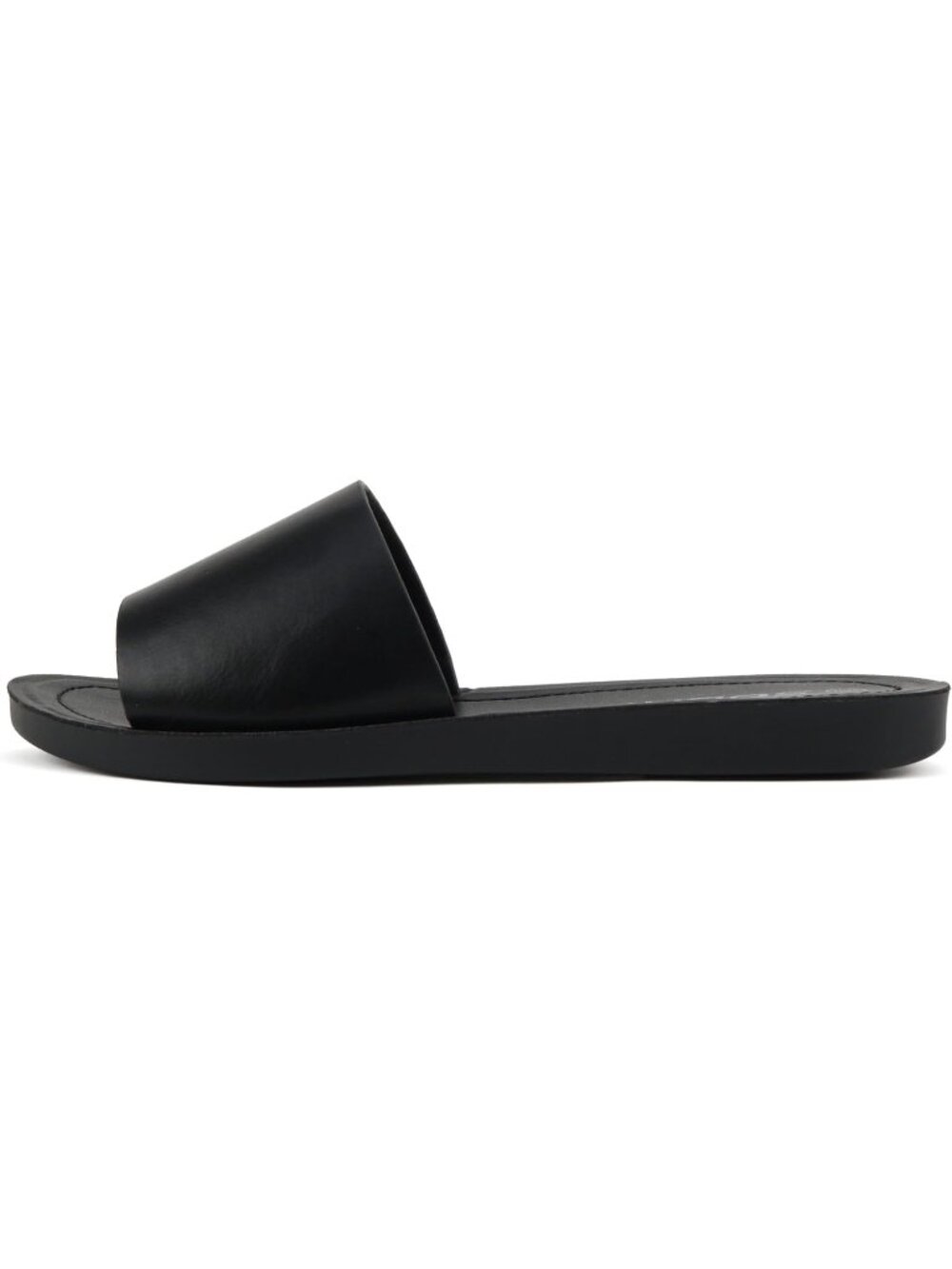 Women's All Black Peep Toe Beach Basic Plain Slip On Slides Casual Slipper Shoes